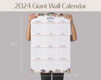 2024 Giant Wall Calendar Year at a Glance Annual Planner, Digital Download