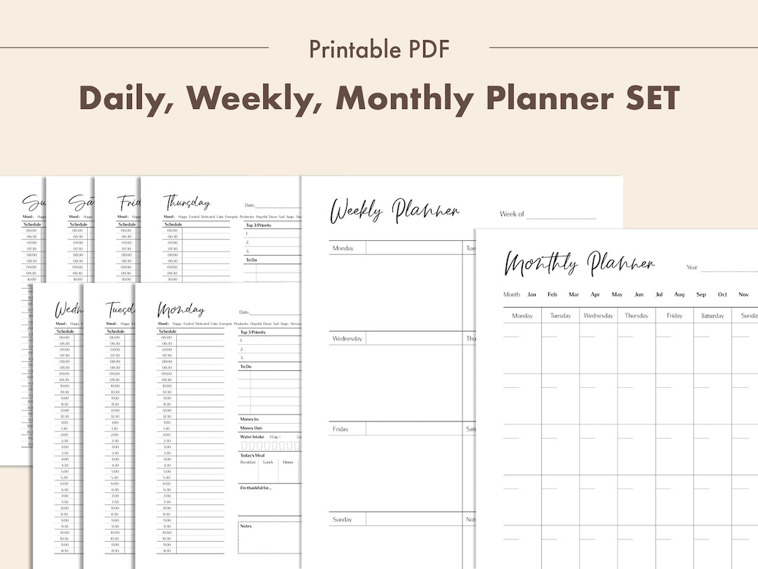 Day Planner Weekly Monthly Printable