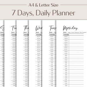 Puede incluir: Un planificador diario imprimible en blanco y negro con un horario de 6:00 AM a 7:00 PM, una sección para las 3 prioridades principales, una lista de tareas pendientes, ingresos y gastos, consumo de agua, la comida de hoy y un espacio para escribir por lo que estás agradecido.