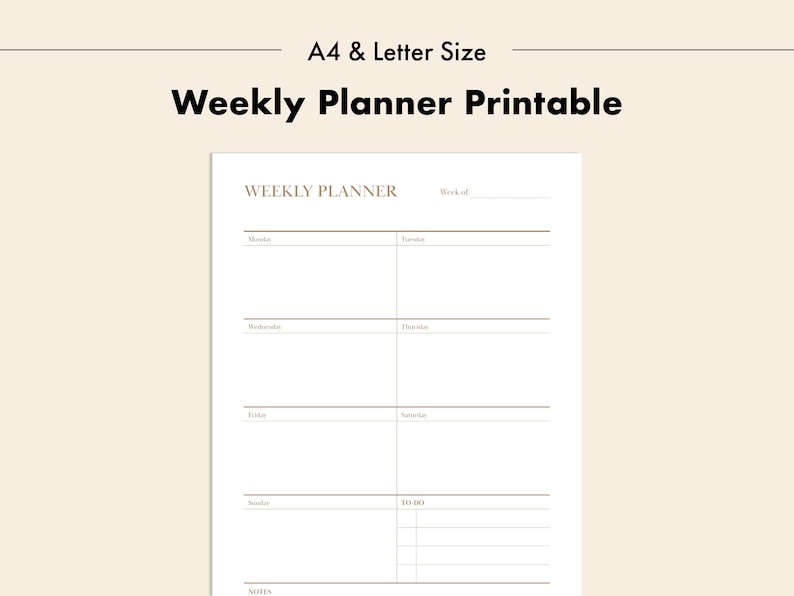 Weekly Planner Template Printable PDF With Notes and To-do - Etsy