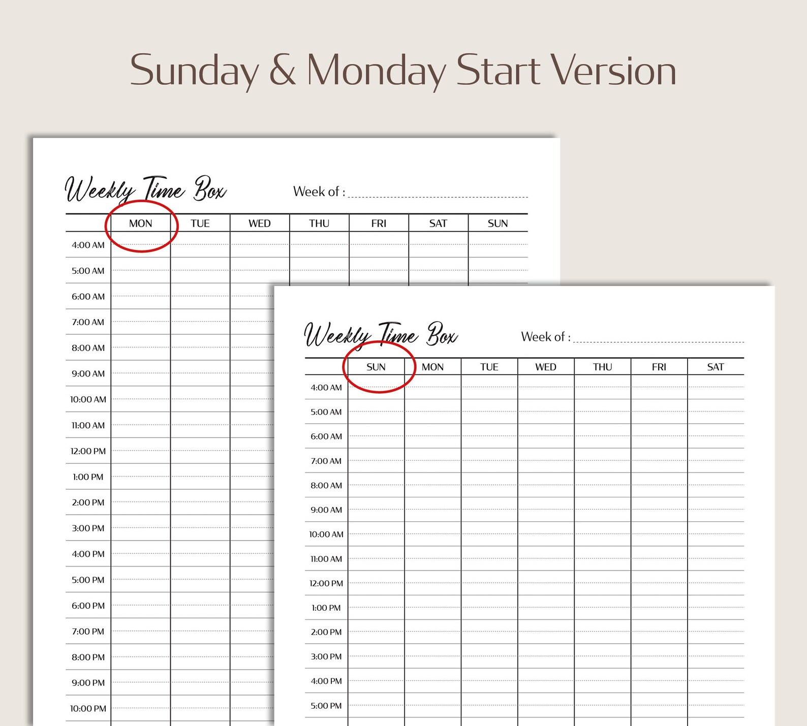 Weekly Hourly Time Box 24 Hours, Time Blocking Planner Printable PDF ...