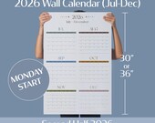 Jul-Dec 2026 Wall Calendar | Second Half Year At A Glance | Monday Start Minimalist