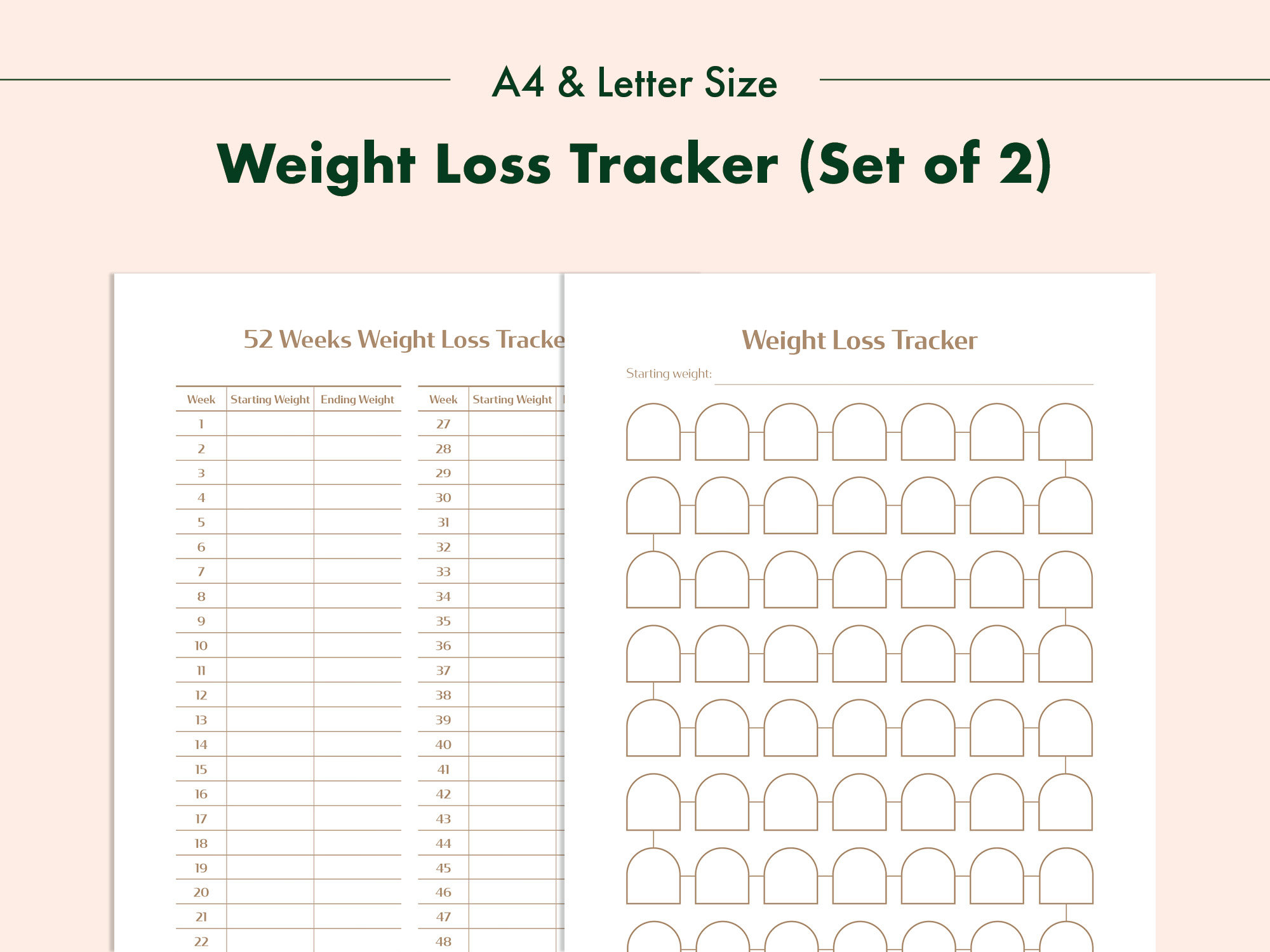 Weight Loss Tracker PDF Template Printable - Etsy