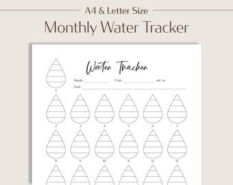 Water Tracker Template PDF, Printable Planner, Water Intake Health Planner, Instant Download