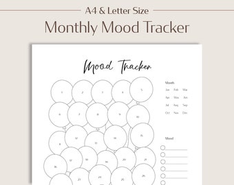 Mood Tracker Template, Cute Mood Tracker PDF, Mental Health Planner, Instant Download