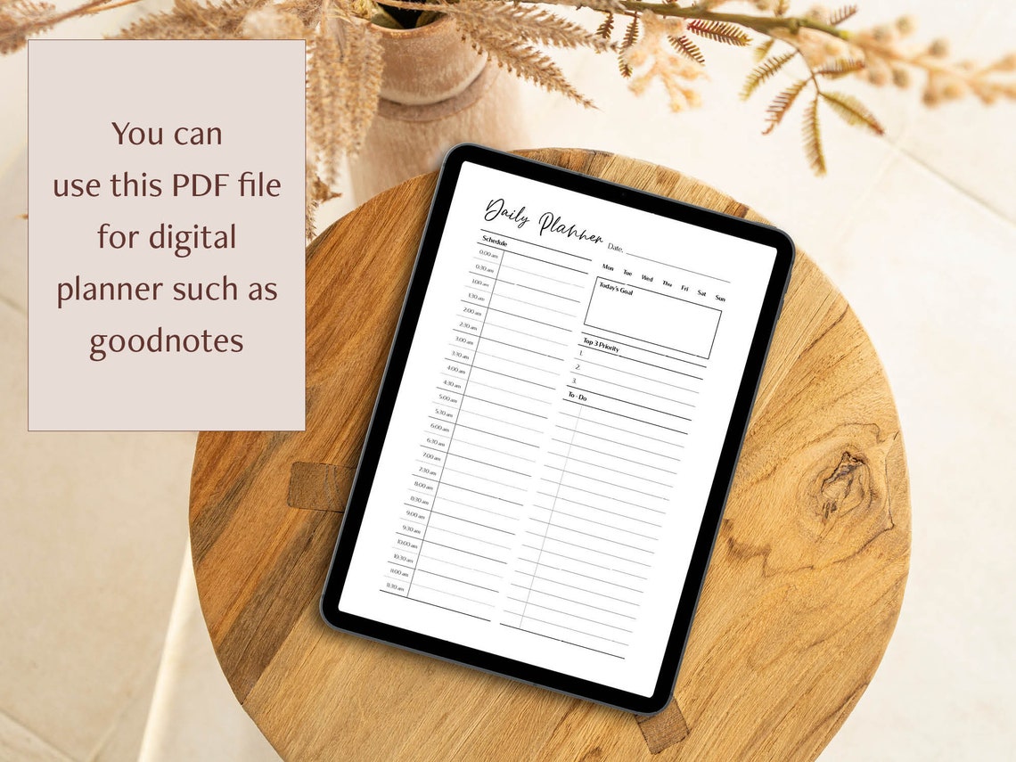 24 Hour Daily Planner Printable PDF, Half Hour Time Block, Instant ...