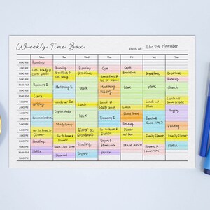 Weekly Time Block Planner Printable | Undated Hourly Schedule, A4 ...