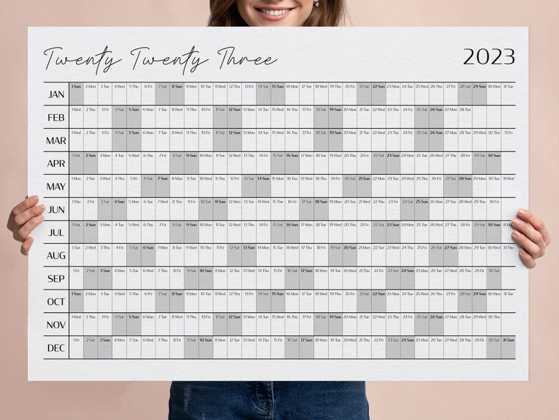 2023 Wall Calendar Large Printable PDF Template Instant Etsy