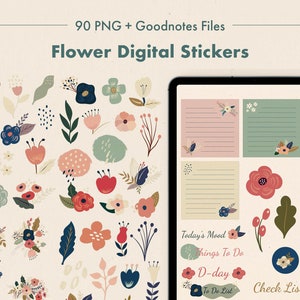 Digital Stickers for Goodnotes Flowers, Digital Planner Sticker SET, Instant Download