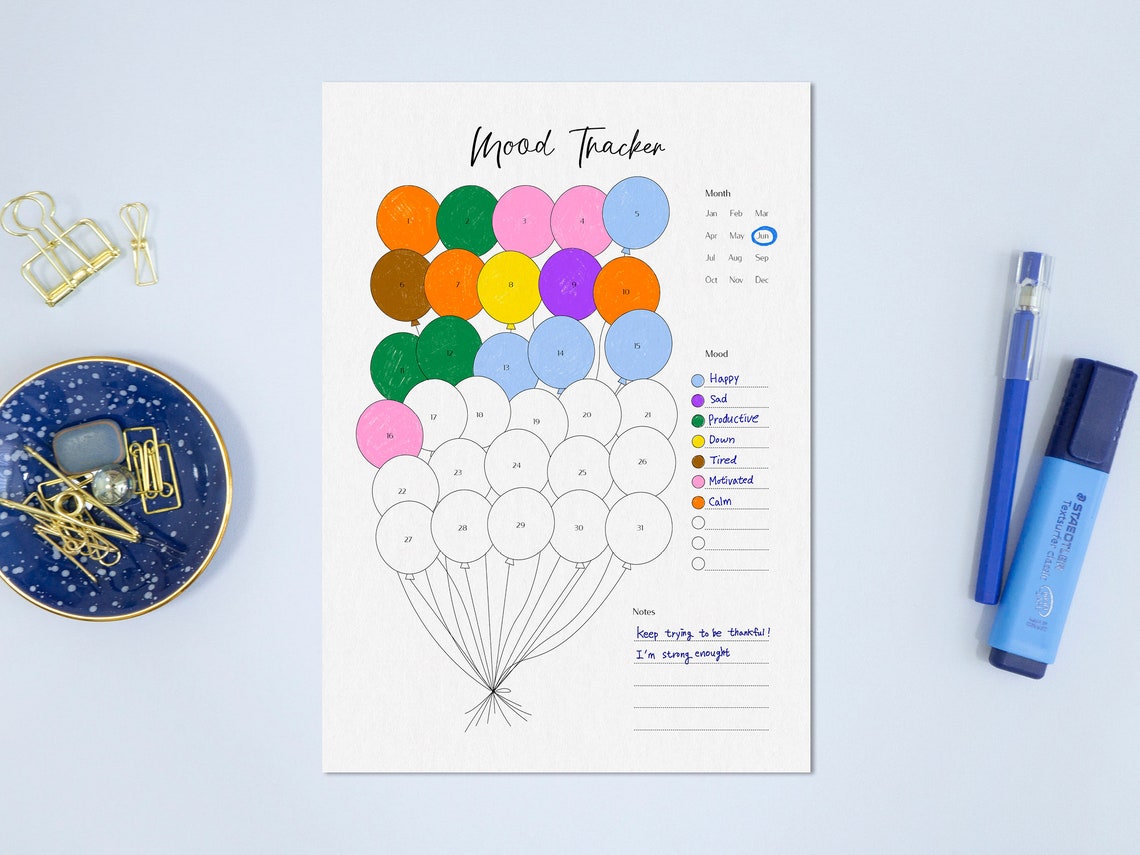 Mood Tracker Template, Cute Mood Tracker PDF, Mental Health Planner Mood Tracker Template, Cute Mood Tracker PDF, Mental Health Planner