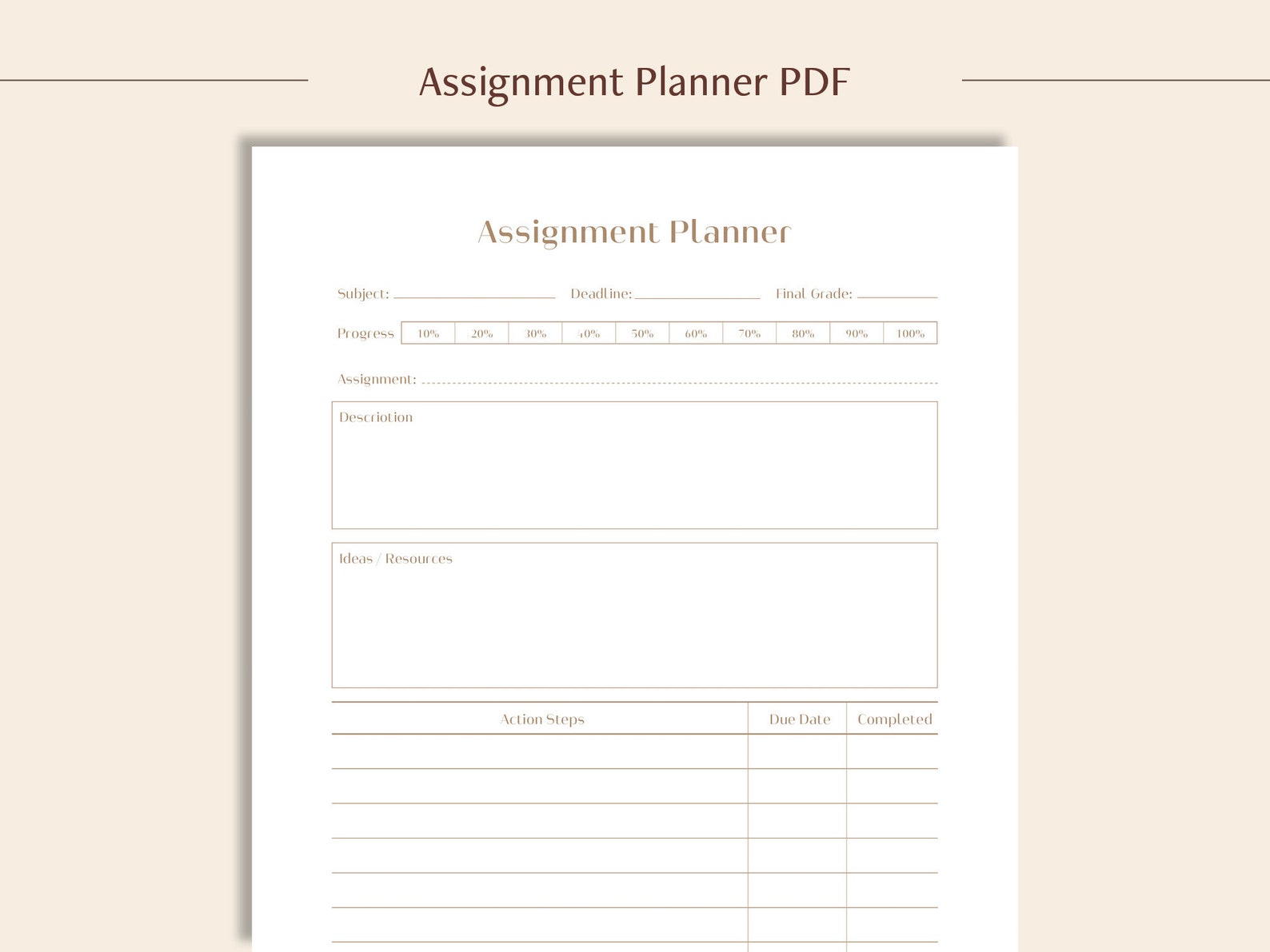 Assignment Tracker Template PDF Assignment Planner Printable - Etsy