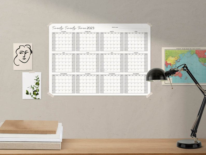 2023 Calendar Large Printable Wall Calendar One Page - Etsy