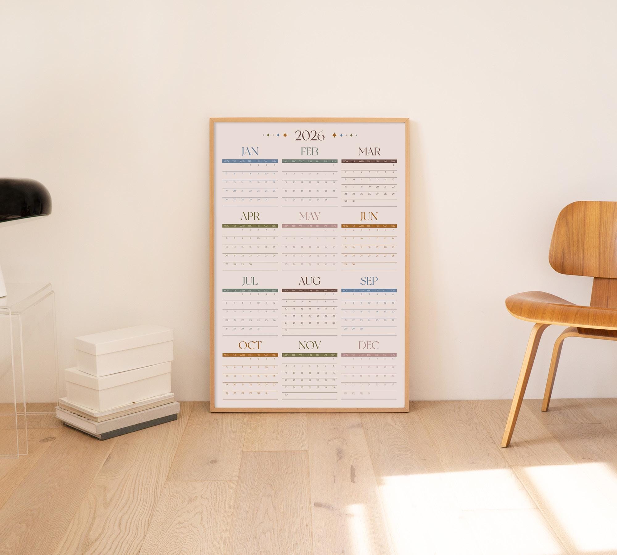 2026 Wall Calendar | Year at A Glance Sunday Start | Minimalist Large ...