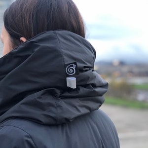 Bufanda infinita con capucha impermeable negra: capucha cortavientos con forro polar