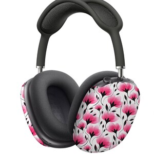 Elegant Modern Pink and Black Floral Blooms AirPod Max Case Protective Covers