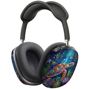 Colorful Sea Turtle in Vibrant Underwater Odyssey AirPod Max Case Protective Covers