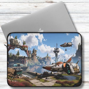 Fantasy Legends Themed Space Ship and Village Laptop or Ipad Protective Sleeve - 3 Sizes
