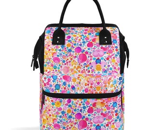 Prismatic Splatter: Rainbow Watercolor Explosion Large Capacity Backpack Diaper Nursing Bag