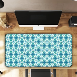 Retro Abstract Blue, Teal, and Aqua PatternGaming Mouse Pad Desk Mat Desk Accessories- 3 Sizes