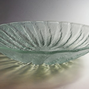Glass bowl, diameter 35 cm, relief fusing glass, handmade, transparent color, glass vessel, ovone bowl, contemporary style, unique