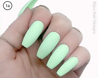 Pastel Green Nails Etsy Pastel Green Nails Etsy