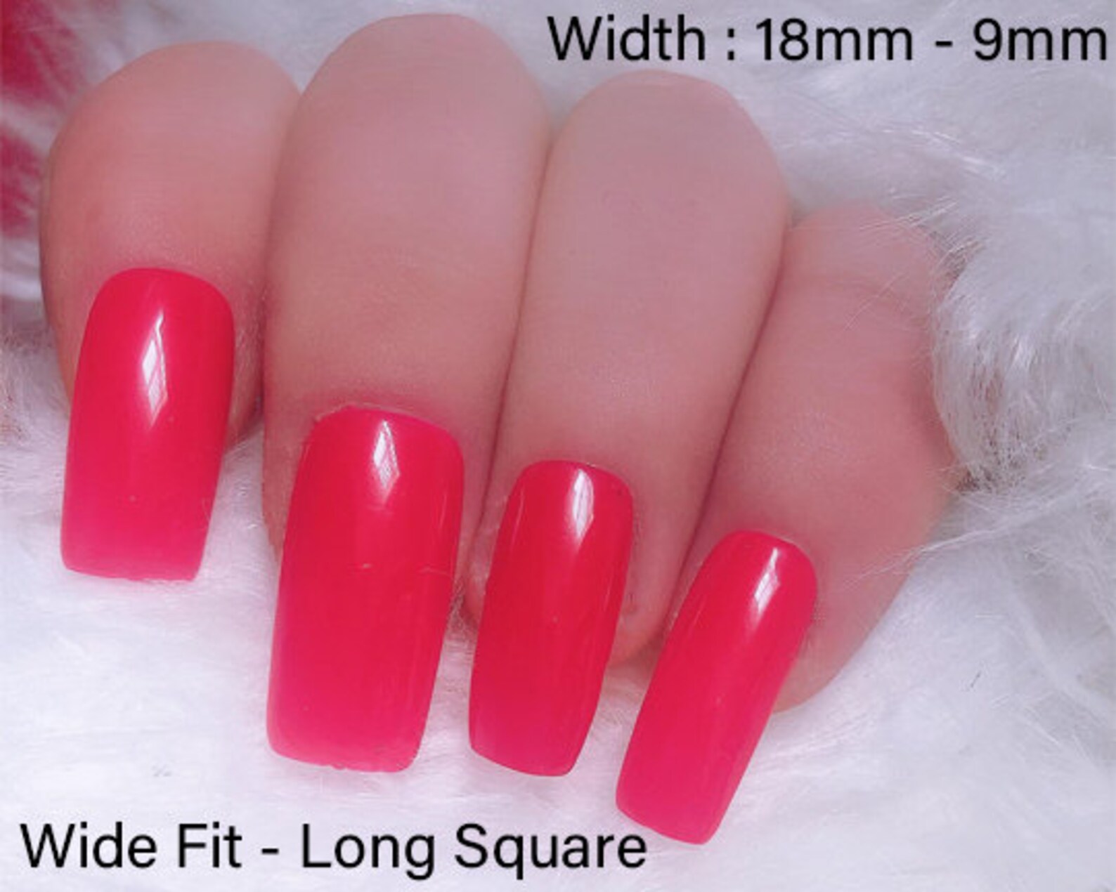 Wide Fit Fake Nails Bright Red Long Square Press on Nails Etsy