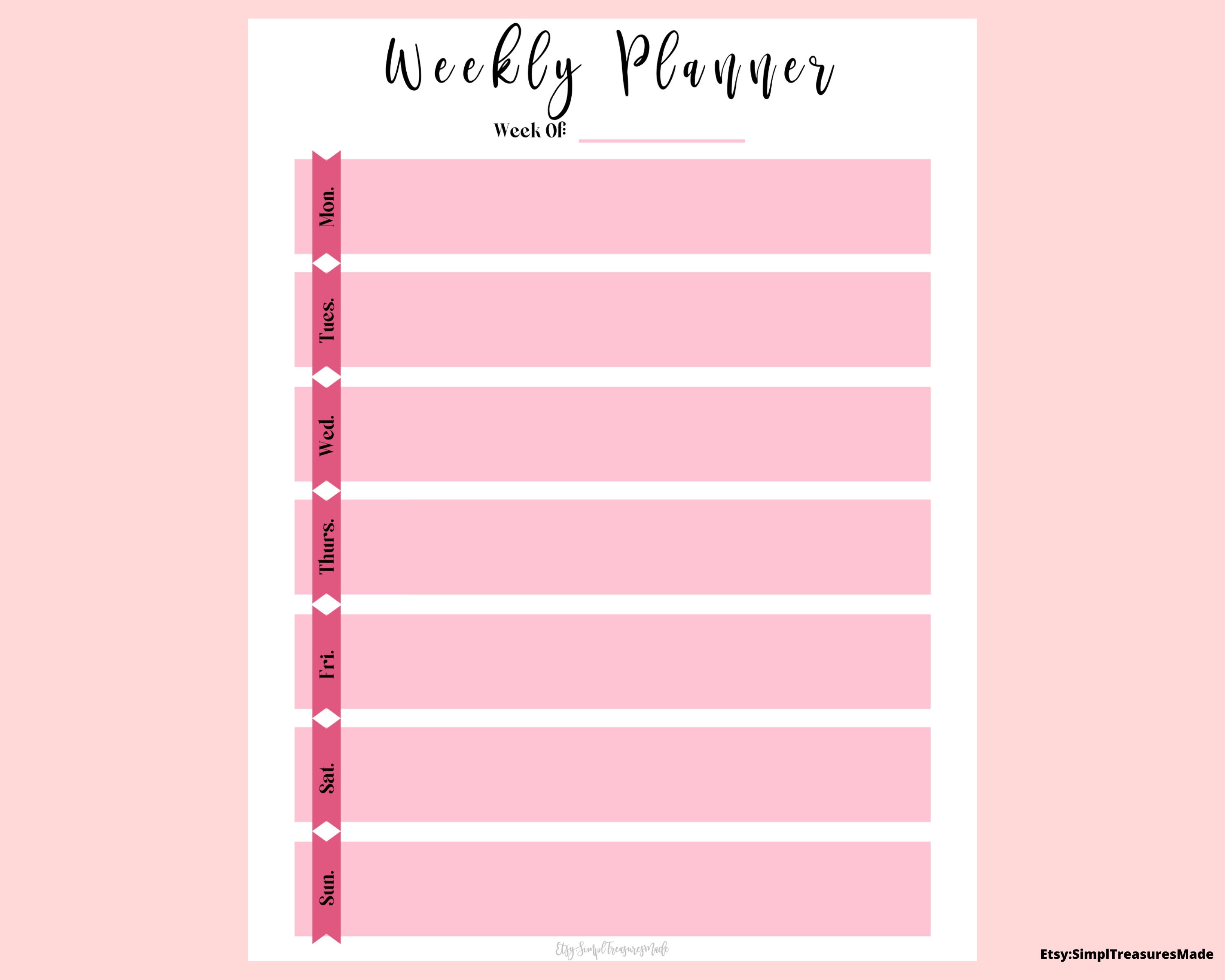 weekly planner printable printable planner weekly planner etsy