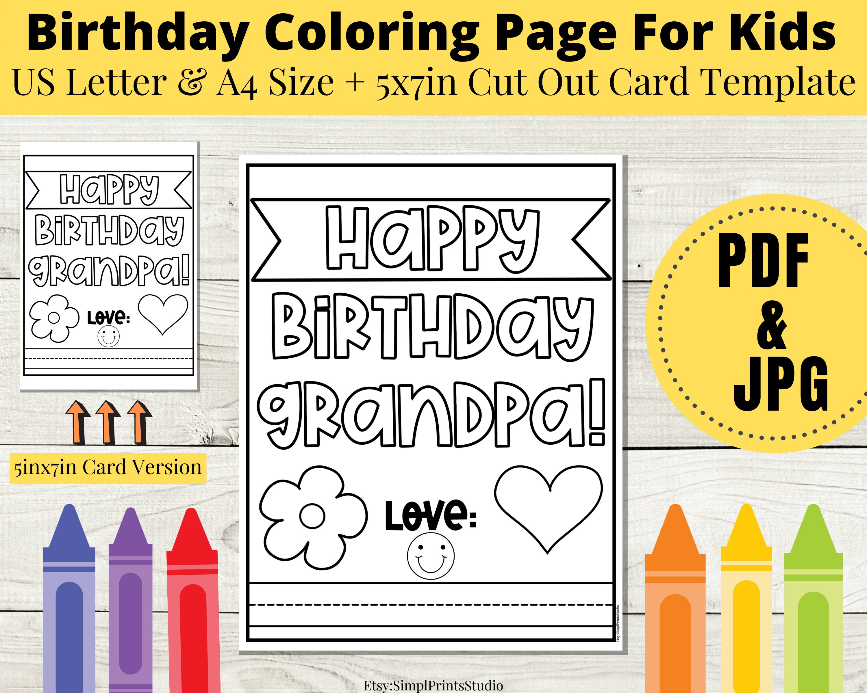 printable happy birthday coloring page for kids happy etsy