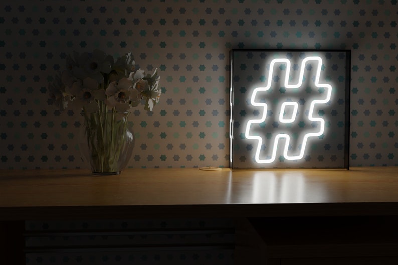 Desk Neon Sign Led neon light Hashtag neon sign Etsy