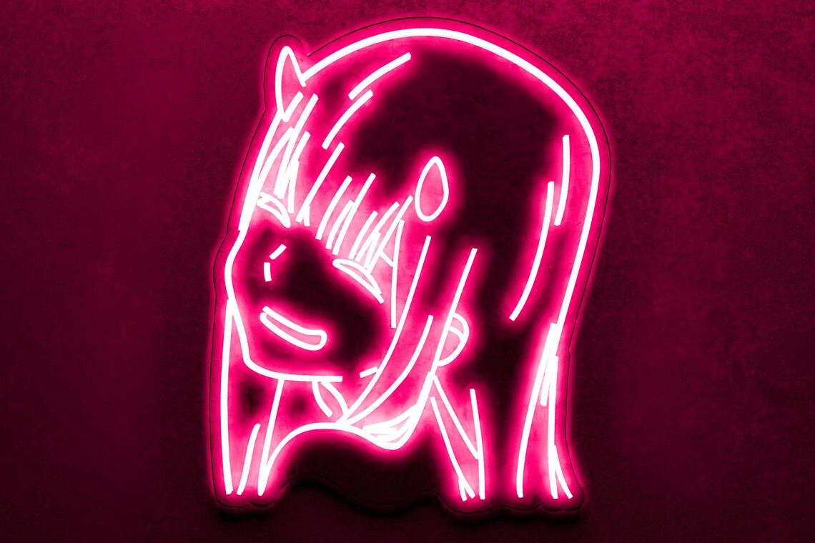 Zero Two Neon Sign Anime Neon Sign Zero Two Wall Art Anime Etsy
