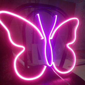 Butterfly Neon Sign Butterfly Neon Sign Pink Butterfly Neon | Etsy