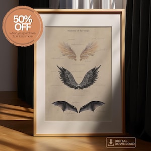 Fantasy Wing Anatomy Art Print, Mythical Species Poster, Dark Decor (Digital Download)