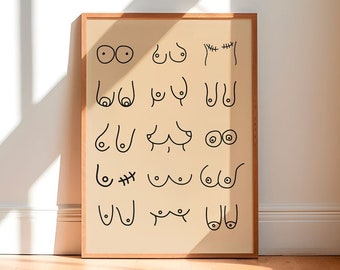 Boobies Art Print, Feminist Power Poster (Digital Download)