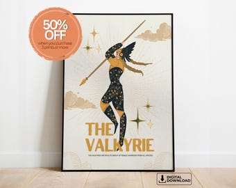 Valkyrie Art Print, Female Warrior Poster, Bookish Decor