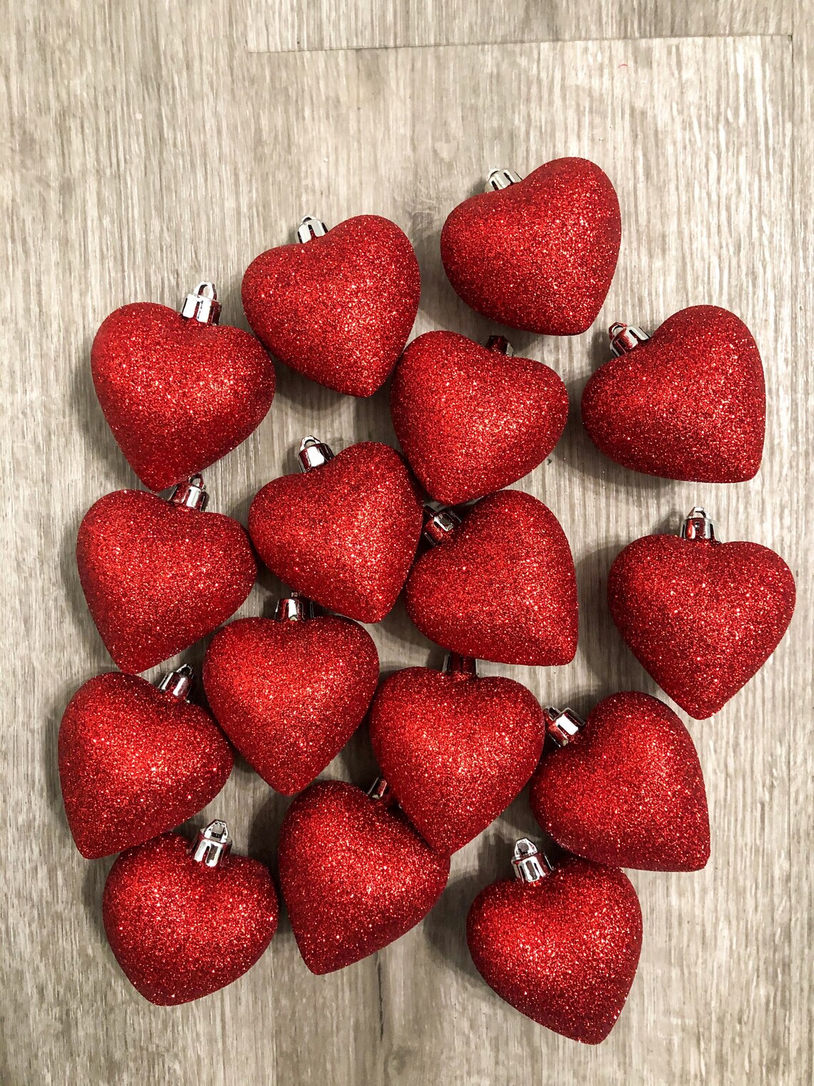 Red Glitter Heart Ornaments Etsy