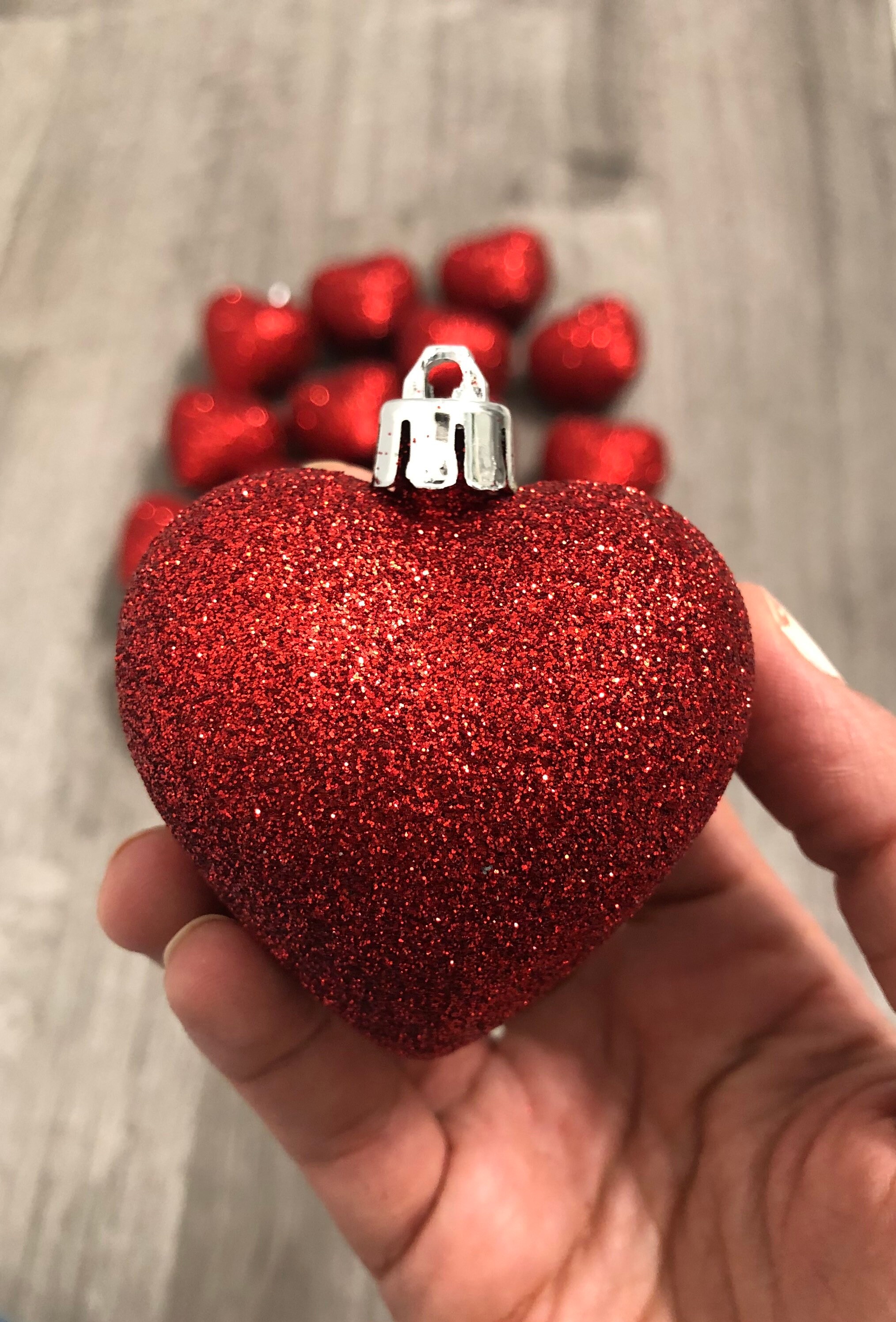 Red Glitter Heart Ornaments Etsy