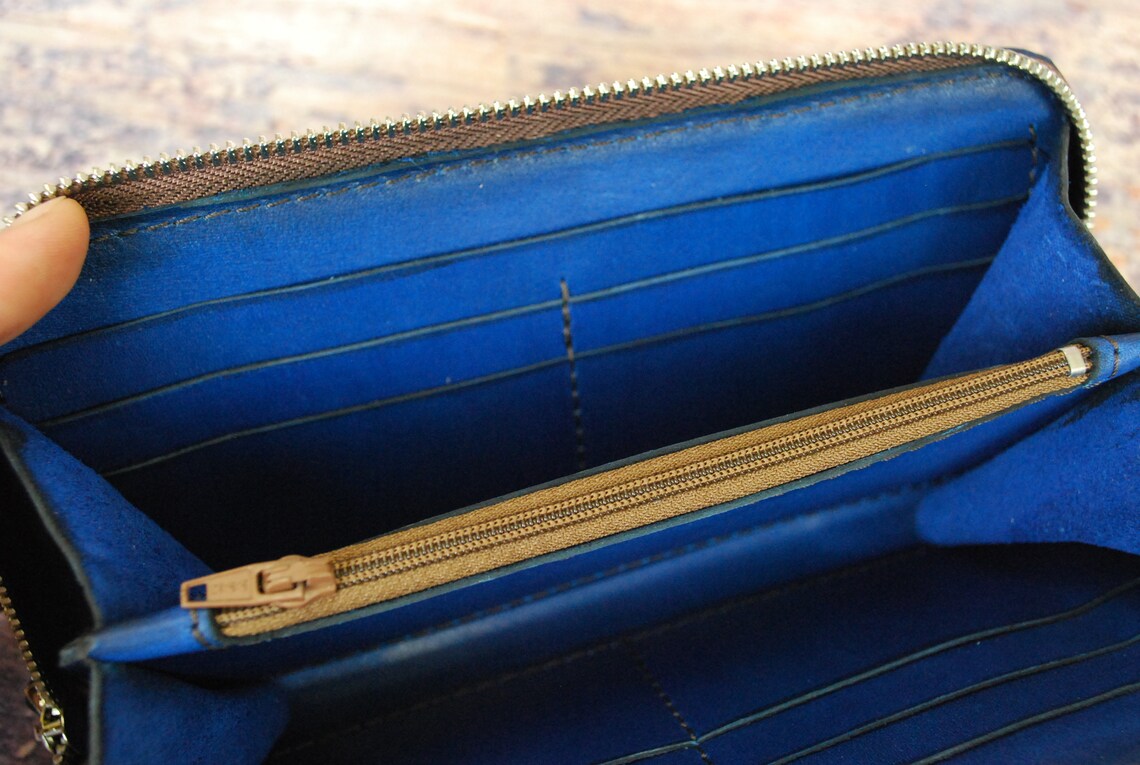 Zip Around Wallet Leather Zip Womens Purses Long Leather Etsy