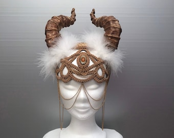 Horned crown headdress and sexy burlesque tiara