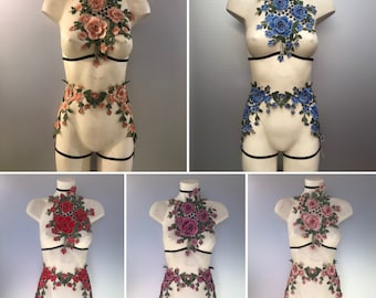 5 Colors - Body Jewelry Harness Necklace Sexy Lace Lingerie