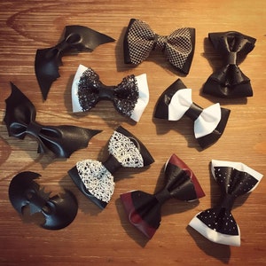 Fancy faux leather bow barrette