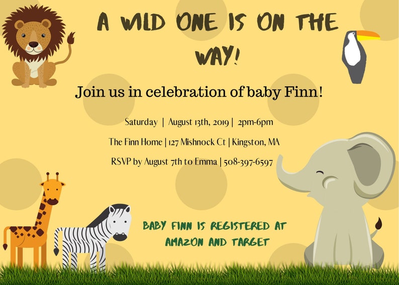 Custom Safari Baby Shower Invitation Digital Print Etsy