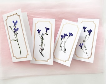 Set of 4 Real Pressed Flower Gift Tags  - Mini Gift Cards - SC011