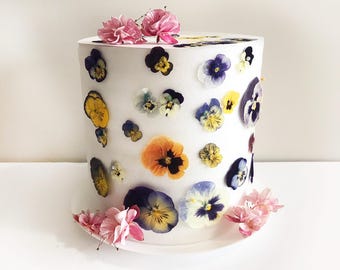 25/50 pezzi di fiori di viole del pensiero commestibili pressati - Misti circa 2 1/2"-3/4" - Cocktail, decorazione per torte, resina, gioielli o artigianato - DF021M