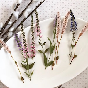 10 fleurs de sauge pressées - Mélange de fleurs roses/bleues/violettes - Artisanat, arts floraux - DF019