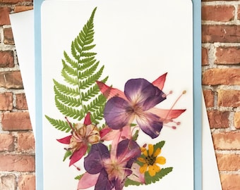 Real Pressed Flower Cards - Laminated Flower Cards - NOT PRINT - Folded Assorted Cards -  Unique Card Gift - SC010-4