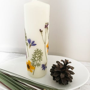Velas de pilar de flores secas - Velas de flores prensadas - CAN008