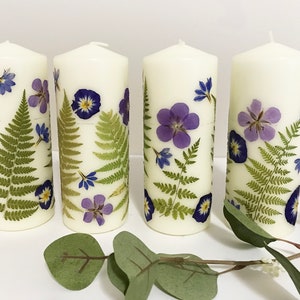 Velas de pilar de flores secas - Velas de flores prensadas - CAN001