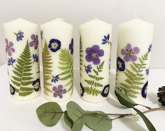 Dried flower Pillar Candles - Pressed Flower Candles - CAN001