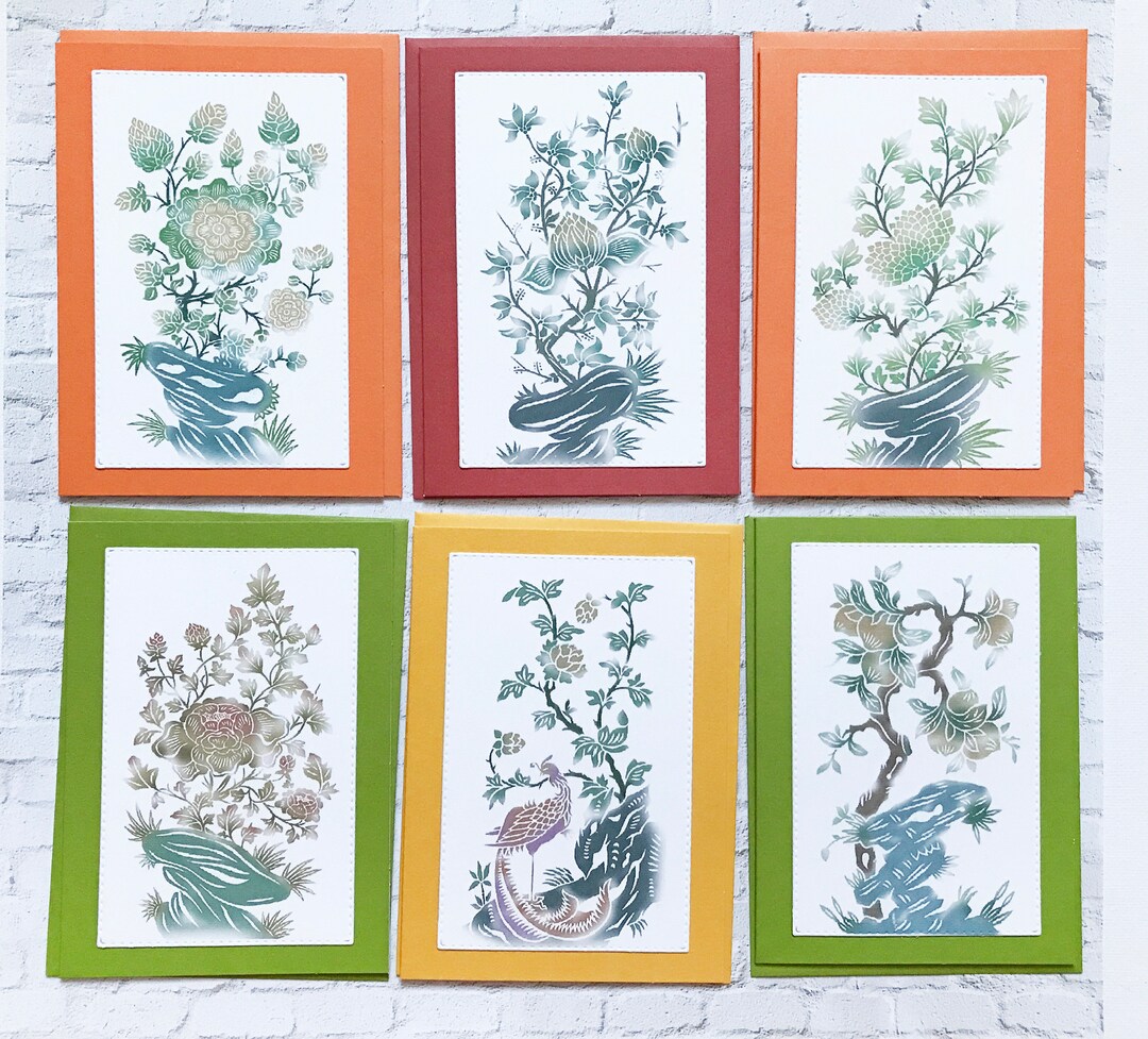 Set of 6 Botanical Greeting Cards With Matching Envelope - Stationery ...