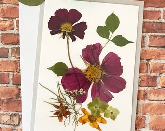 Real Pressed Flower Cards - Laminated Flower Cards - NOT PRINT - Folded Assorted Cards -  Unique Card Gift - SC010-1